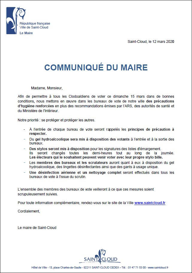 Communiqué du maire