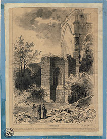 Vue des restes de la crypte de l’ancienne collégiale Gravure, fin XIXe siècle Saint-Cloud, musée des Avelines, inv. G 988.13.5