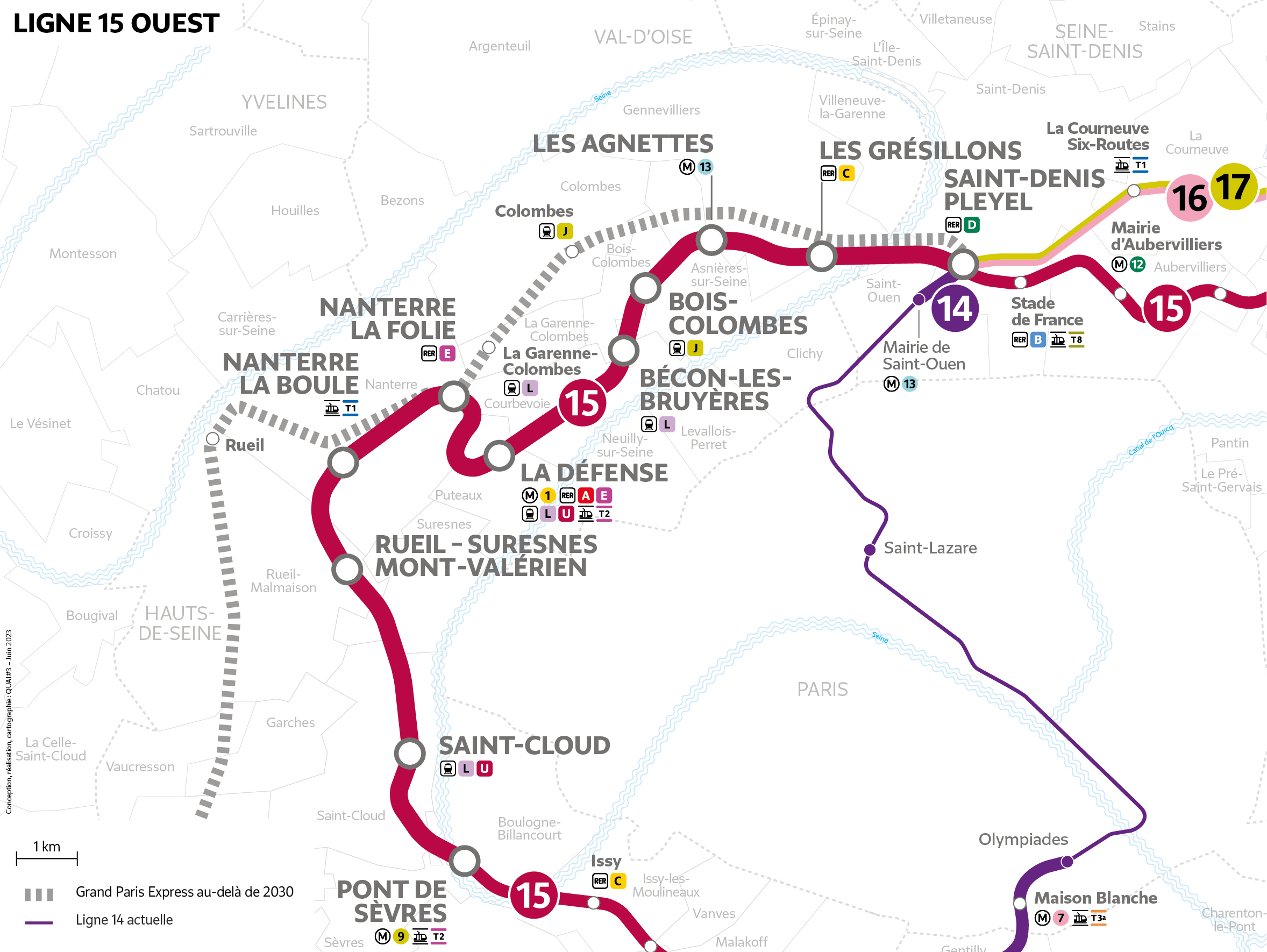 Carte ligne 15 Ouest