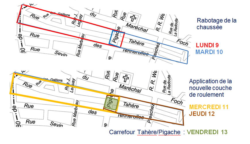 Plan de travaux rue Tahère